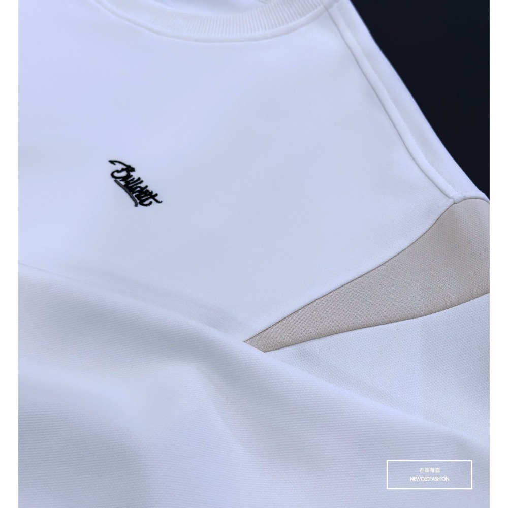 『新品上市』重磅B刺繡拼接大學T-白(NOF2309B5533)-細節圖5