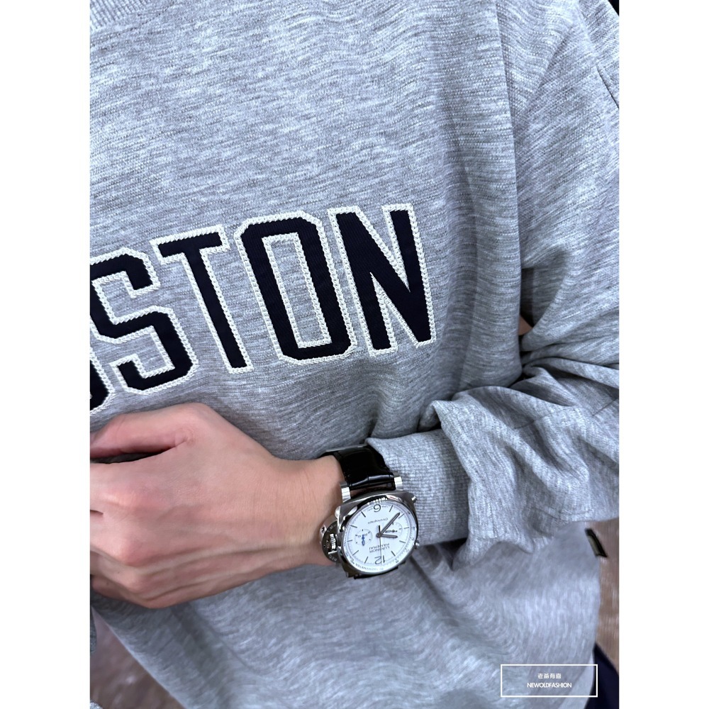 『新品上市』重磅Boston刺繡大學T-灰(NOF2309B5532)-細節圖6