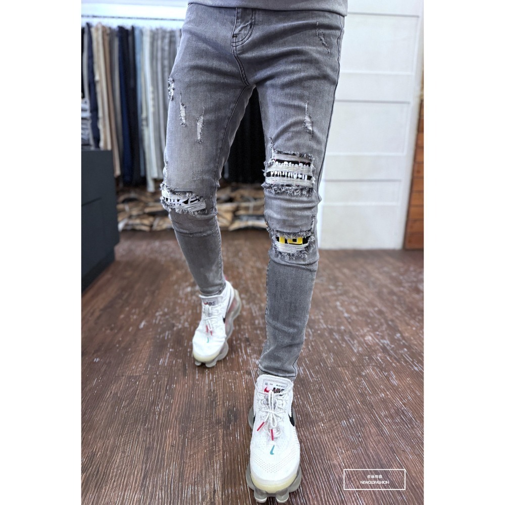 『新品上市』重磅煙灰字母補丁小直筒(NOF24015836)-細節圖2