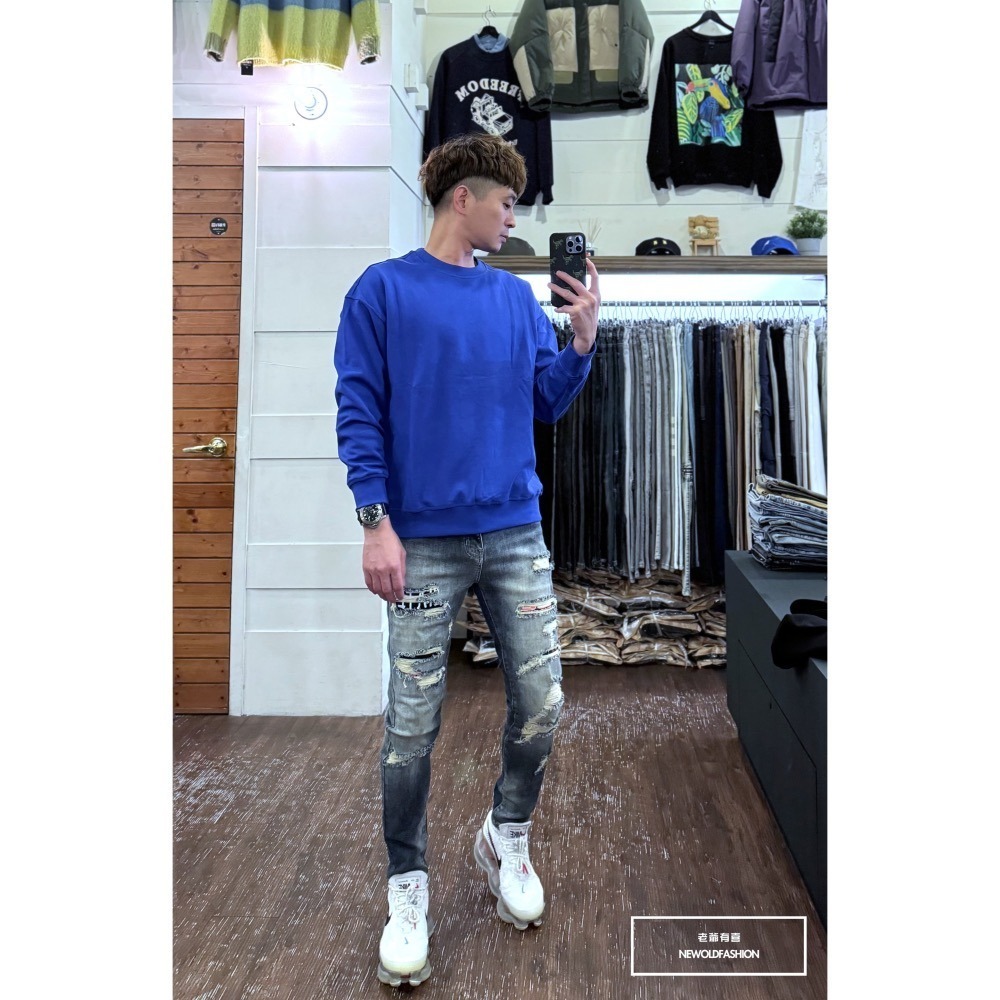 『新品上市』重磅撞色字母豹紋補丁小直筒(NOF24015833)-細節圖5