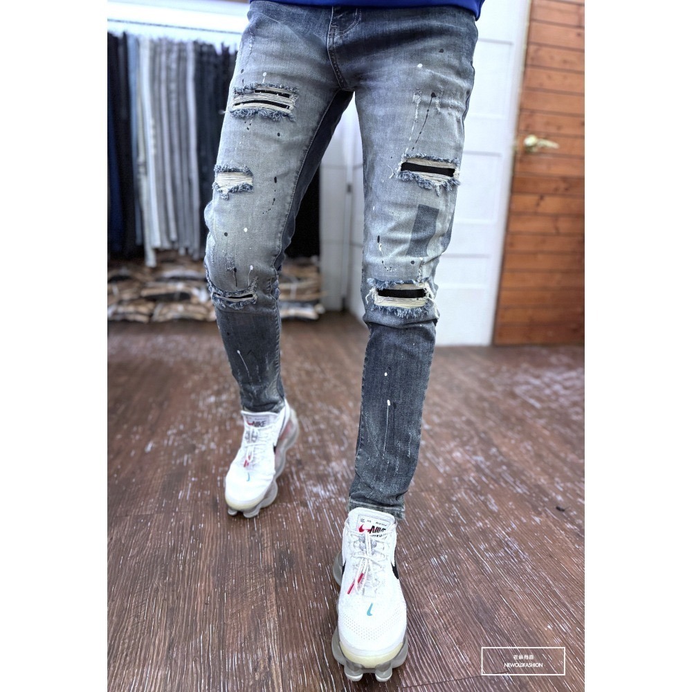 『新品上市』重磅潑墨藍印抓痕小直筒(NOF24015898)-細節圖2