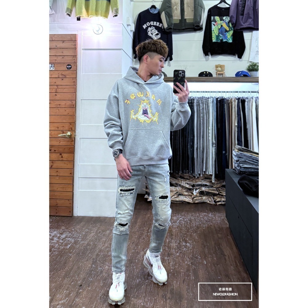 『新品上市』重磅大破壞抽鬚補丁小直筒(NOF24015809)-細節圖3