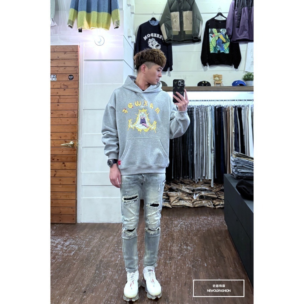 『新品上市』重磅大破壞抽鬚補丁小直筒(NOF24015809)-細節圖5