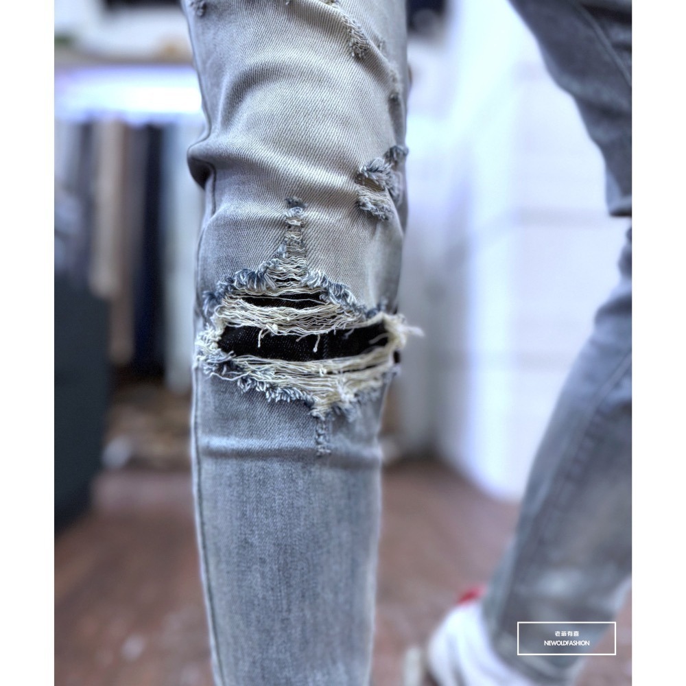 『新品上市』重磅大破壞抽鬚補丁小直筒(NOF24015809)-細節圖6