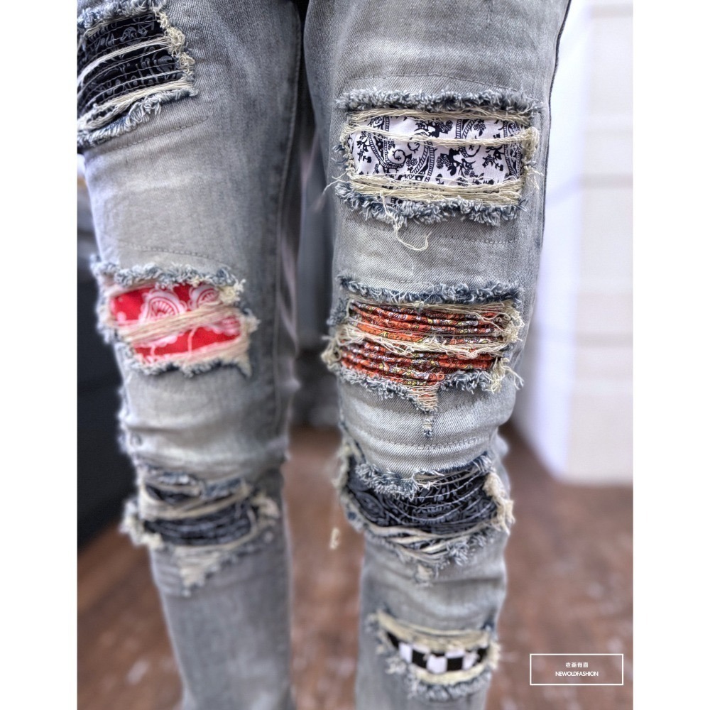 『新品上市』重磅多彩變形蟲格紋補丁小直筒(NOF24015828)-細節圖2