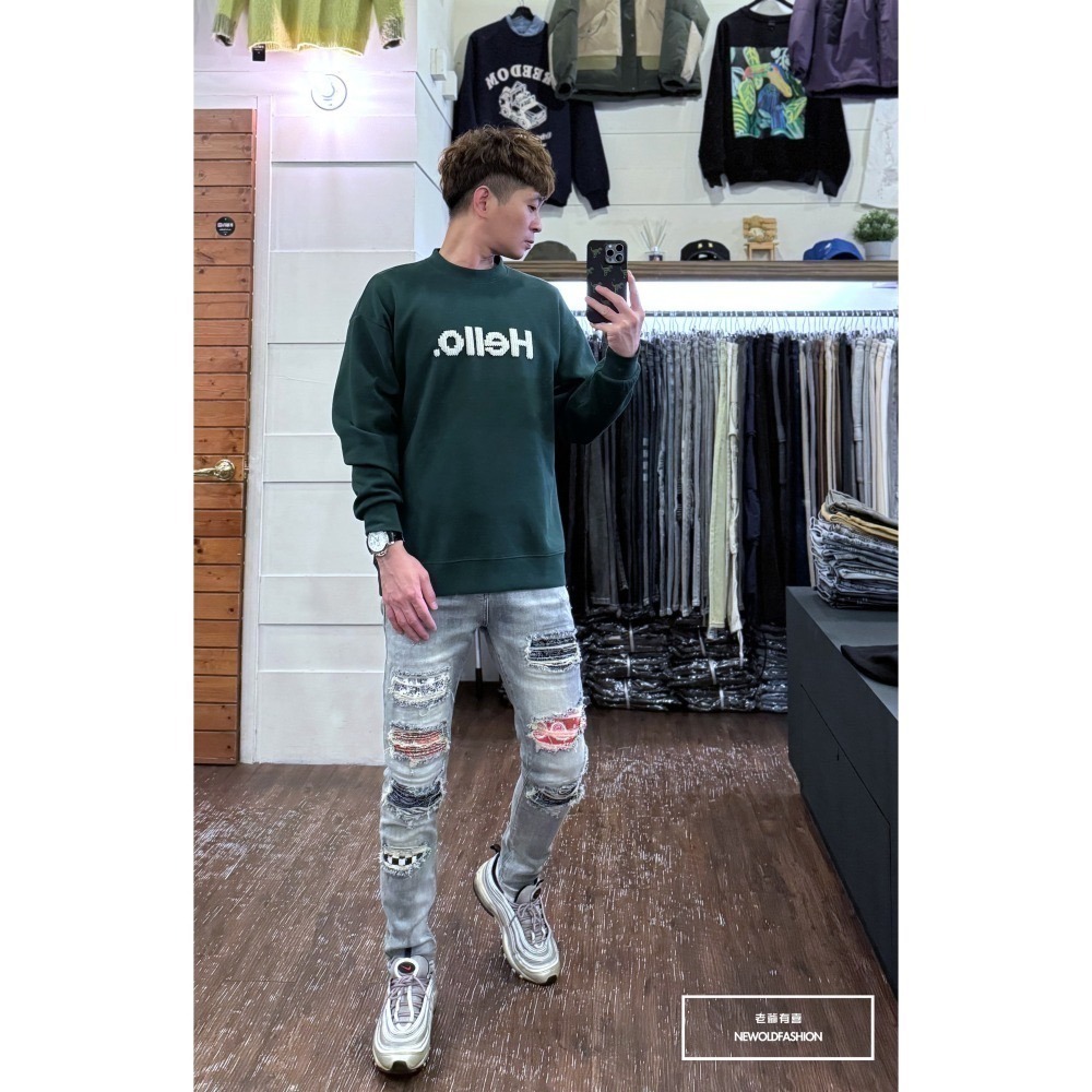 『新品上市』重磅多彩變形蟲格紋補丁小直筒(NOF24015828)-細節圖3