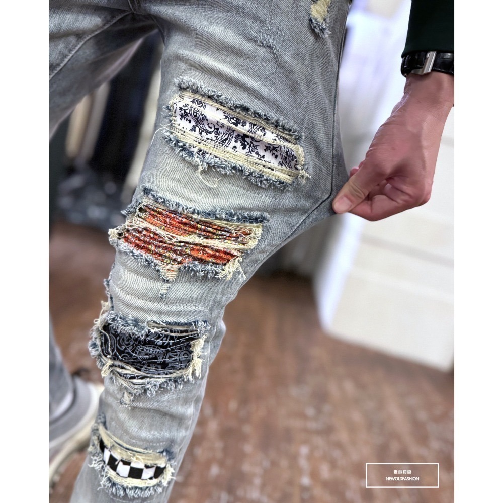 『新品上市』重磅多彩變形蟲格紋補丁小直筒(NOF24015828)-細節圖6