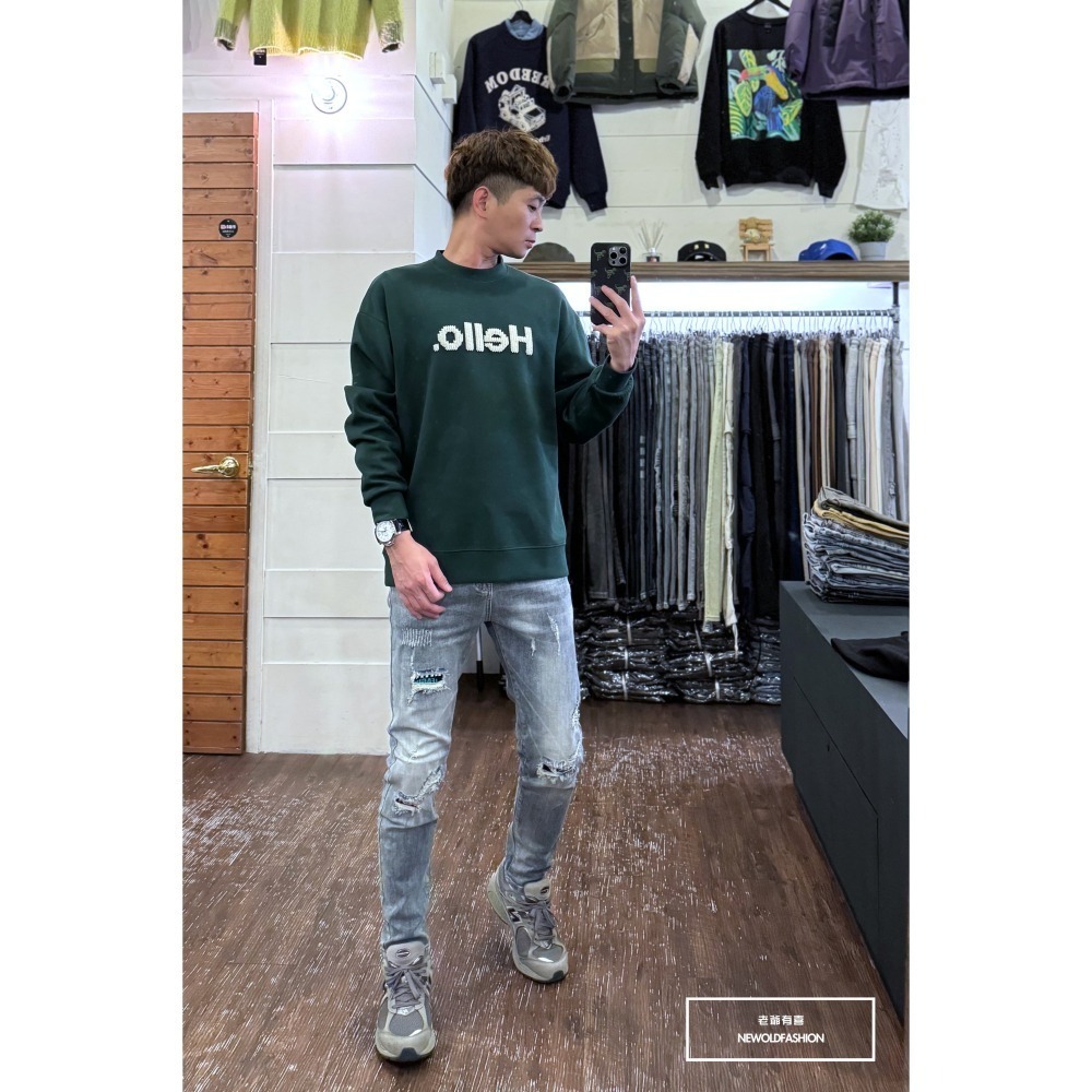 『新品上市』重磅撞色英字補丁貓抓補丁小直筒(NOF24015806)-細節圖3