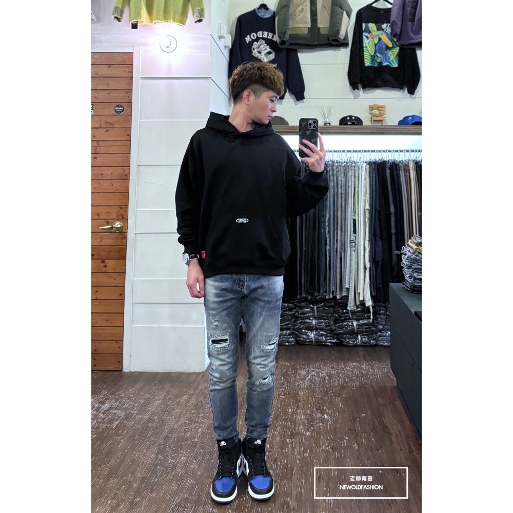 『新品上市』重磅方形印黑補丁小直筒(NOF24015888)-細節圖2