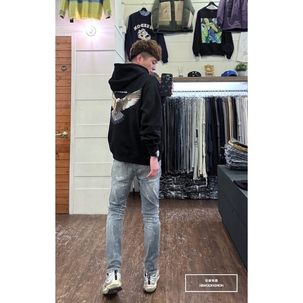 『新品上市』重磅白粉噴漆補丁小直筒(NOF24015811)-細節圖4