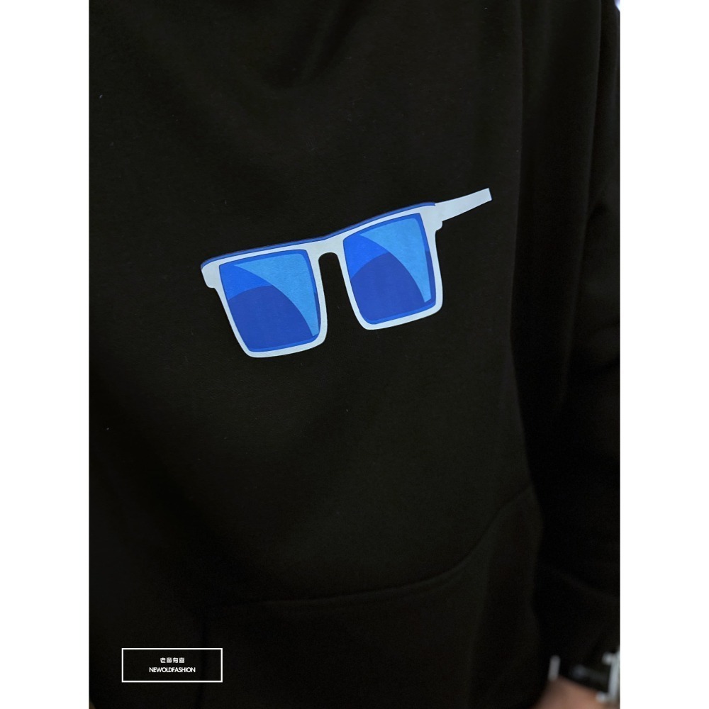 『新品上市』重磅墨鏡西瓜刷毛帽T-黑(NOF2311D011)-細節圖4