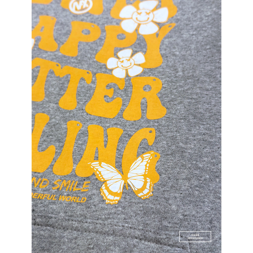 『新品上市』重磅Better小花刷毛帽T-淺灰(NOF2311D018)-細節圖5