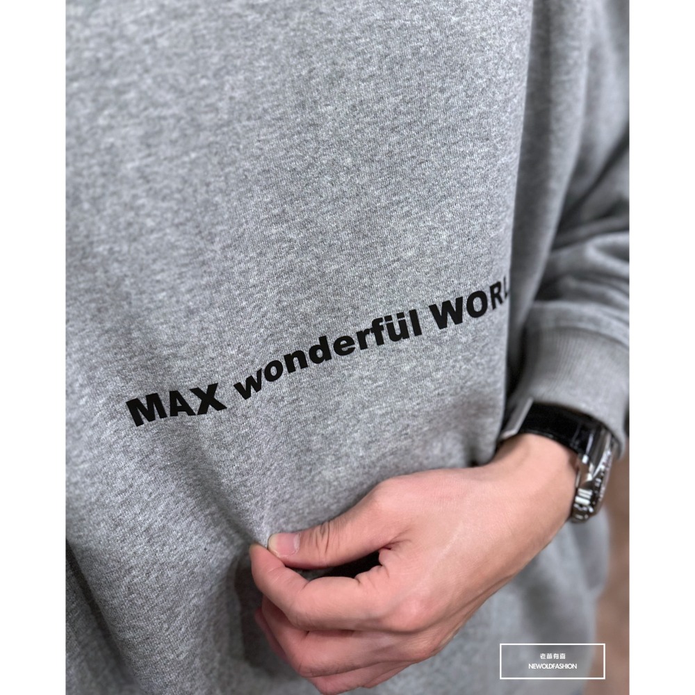 『新品上市』重磅三角埃及貓刷毛大學T-淺灰(NOF2311F011)-細節圖2