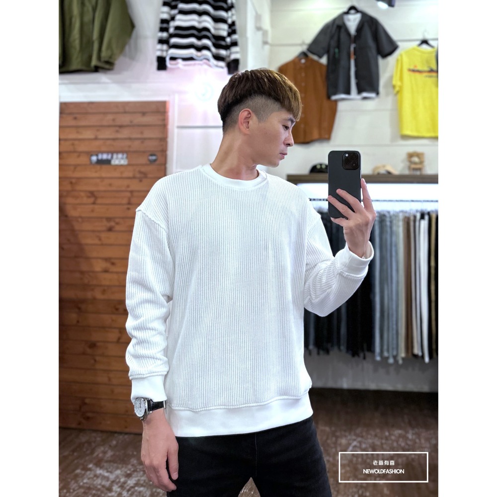 『新品上市』重磅立體粗針織大學T-白(NOF2310C65001)-細節圖5