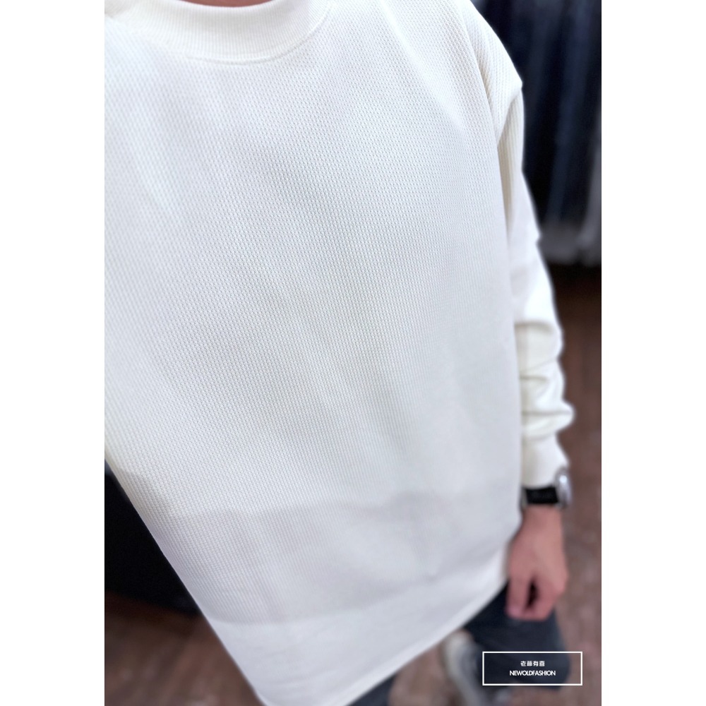 『新品上市』重磅原色素面針織紋大學T-米(NOF2309386)-細節圖2