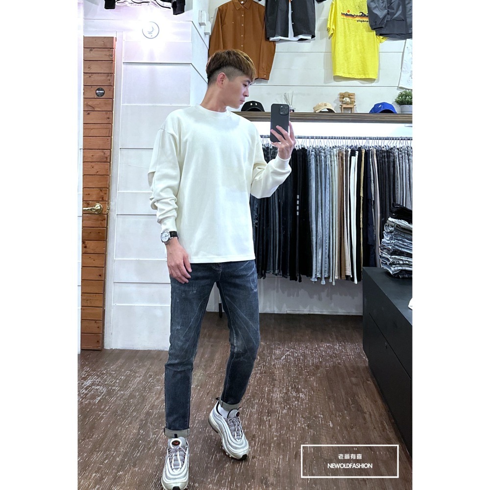 『新品上市』重磅原色素面針織紋大學T-米(NOF2309386)-細節圖3