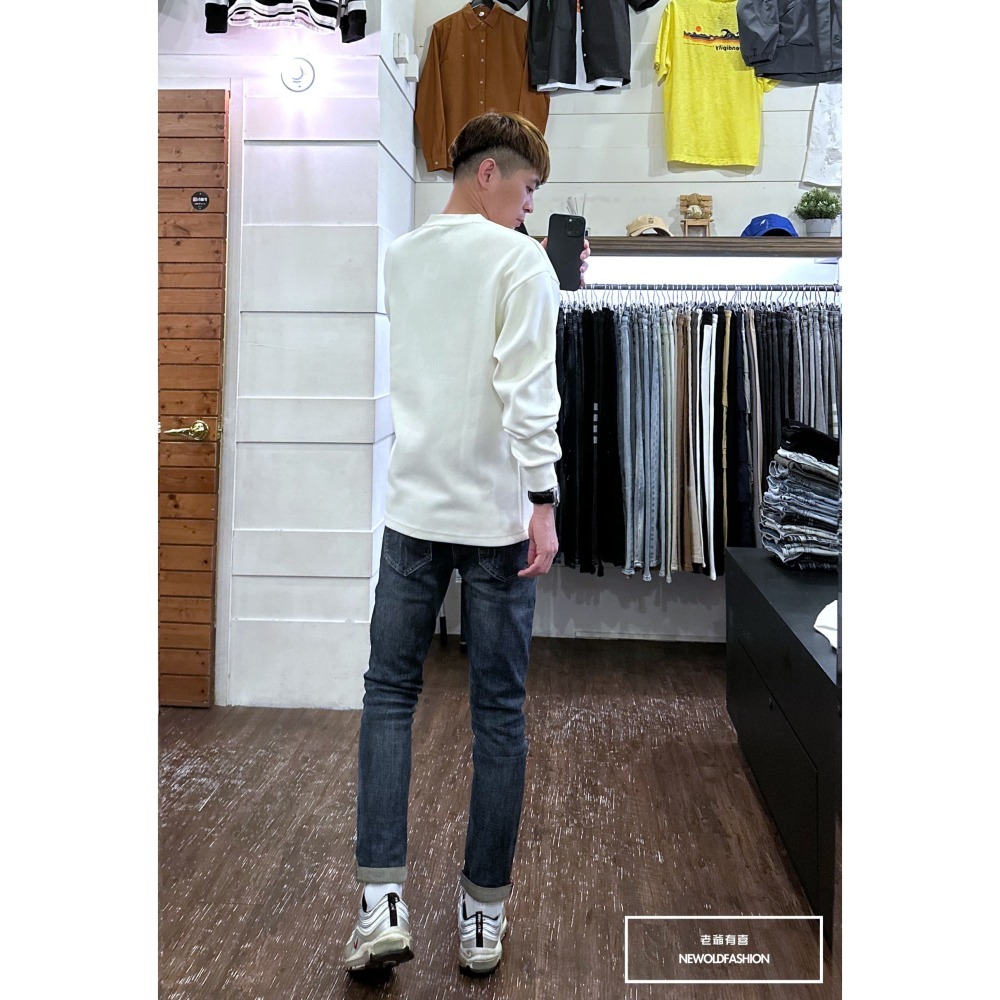 『新品上市』重磅原色素面針織紋大學T-米(NOF2309386)-細節圖4