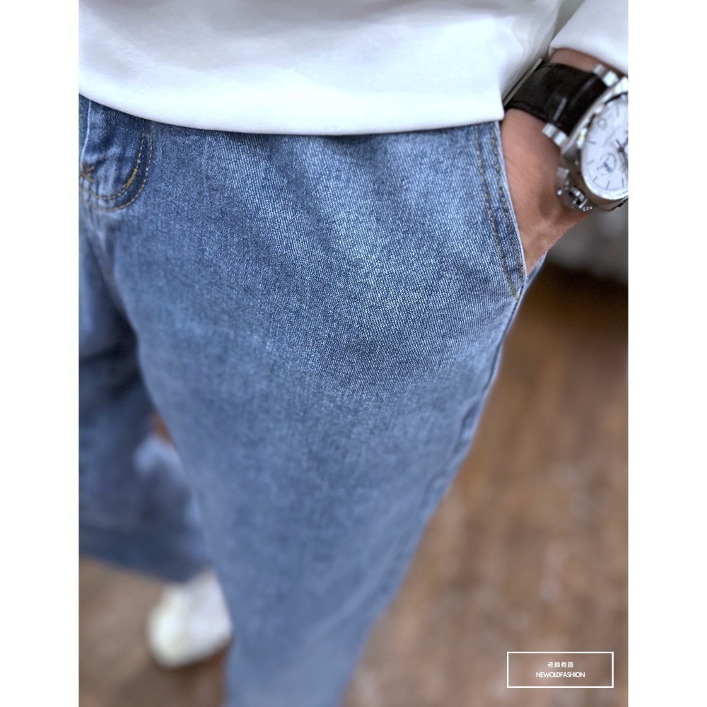 『新品上市』重磅原色素面鬆緊抽繩寬褲-淺藍(NOF2310Y2205)-細節圖2