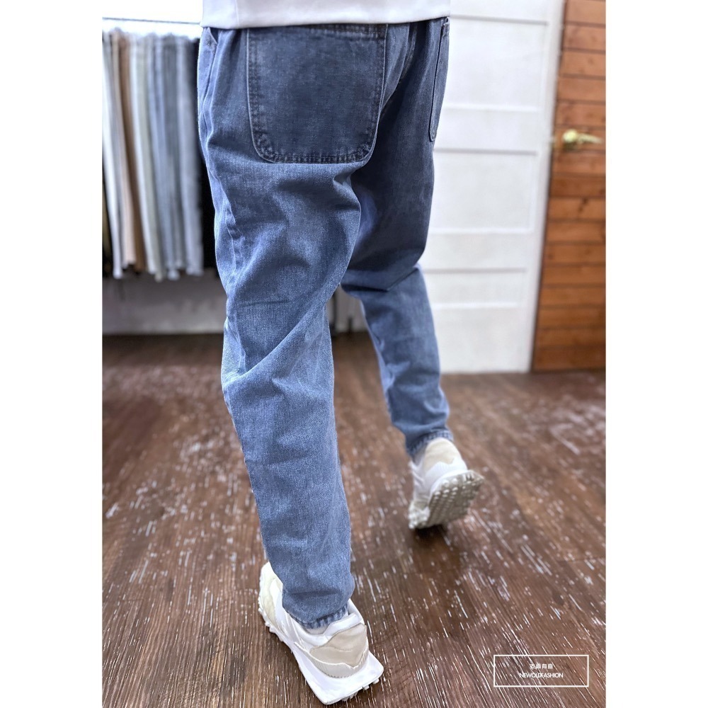 『新品上市』重磅原色素面鬆緊抽繩寬褲-淺藍(NOF2310Y2205)-細節圖3