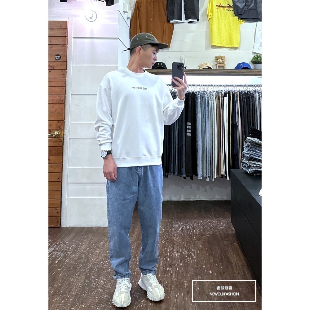 『新品上市』重磅原色素面鬆緊抽繩寬褲-淺藍(NOF2310Y2205)-細節圖5