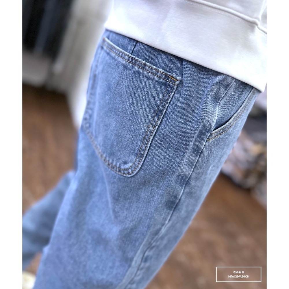 『新品上市』重磅原色素面鬆緊抽繩寬褲-淺藍(NOF2310Y2205)-細節圖7