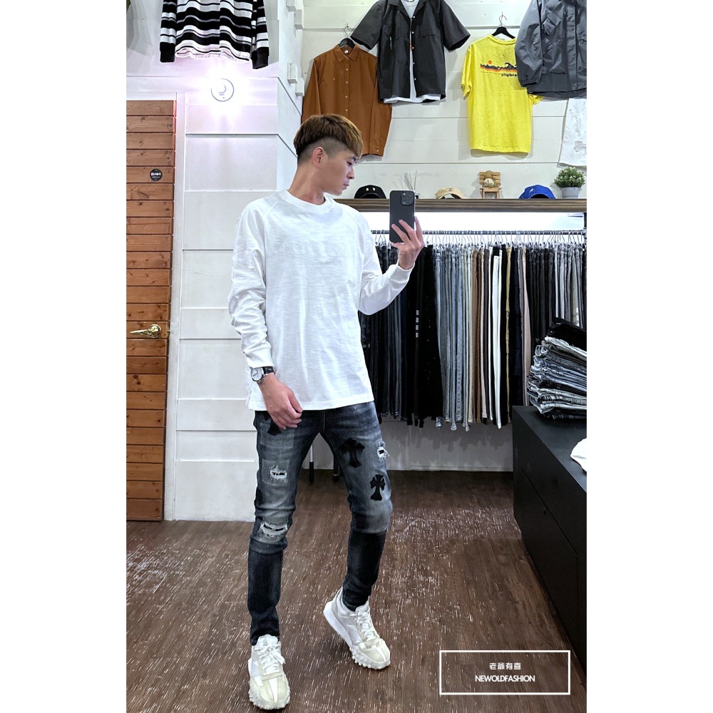 『新品上市』重磅GOING刺繡竹節棉大學T-白(NOF2309387)-細節圖2