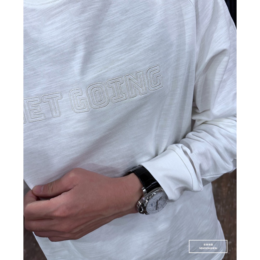 『新品上市』重磅GOING刺繡竹節棉大學T-白(NOF2309387)-細節圖3
