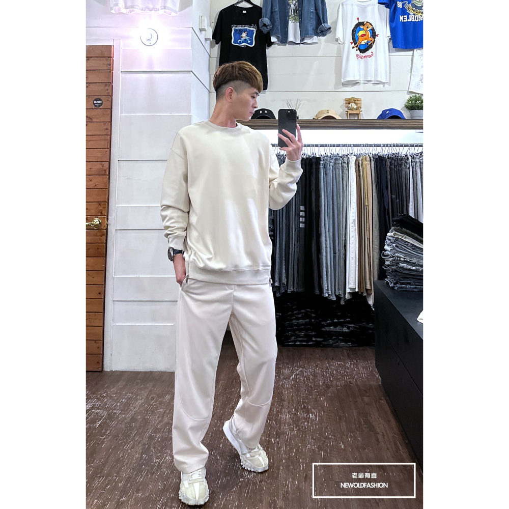 『新品上市』重磅雙斜拉鍊大學T-米(NOF2310C65011)-細節圖2