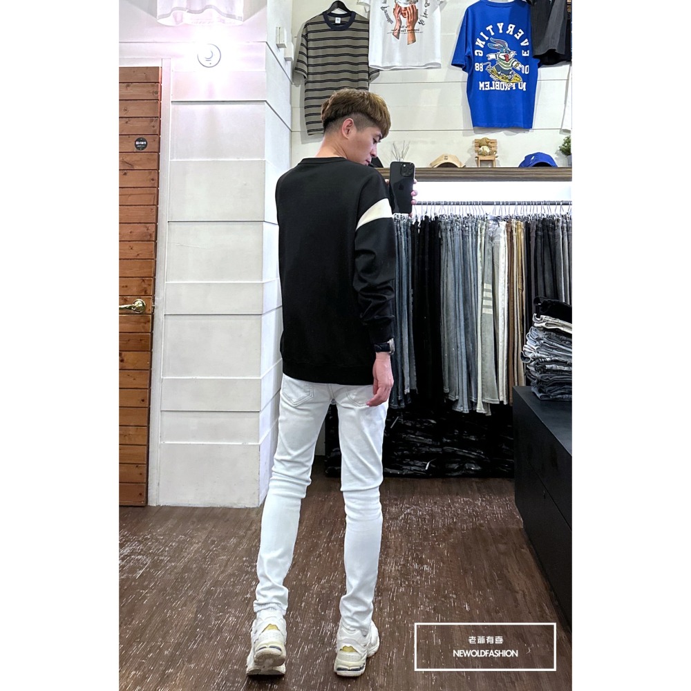 『新品上市』重磅B刺繡拼接大學T-黑(NOF2309B5533)-細節圖3