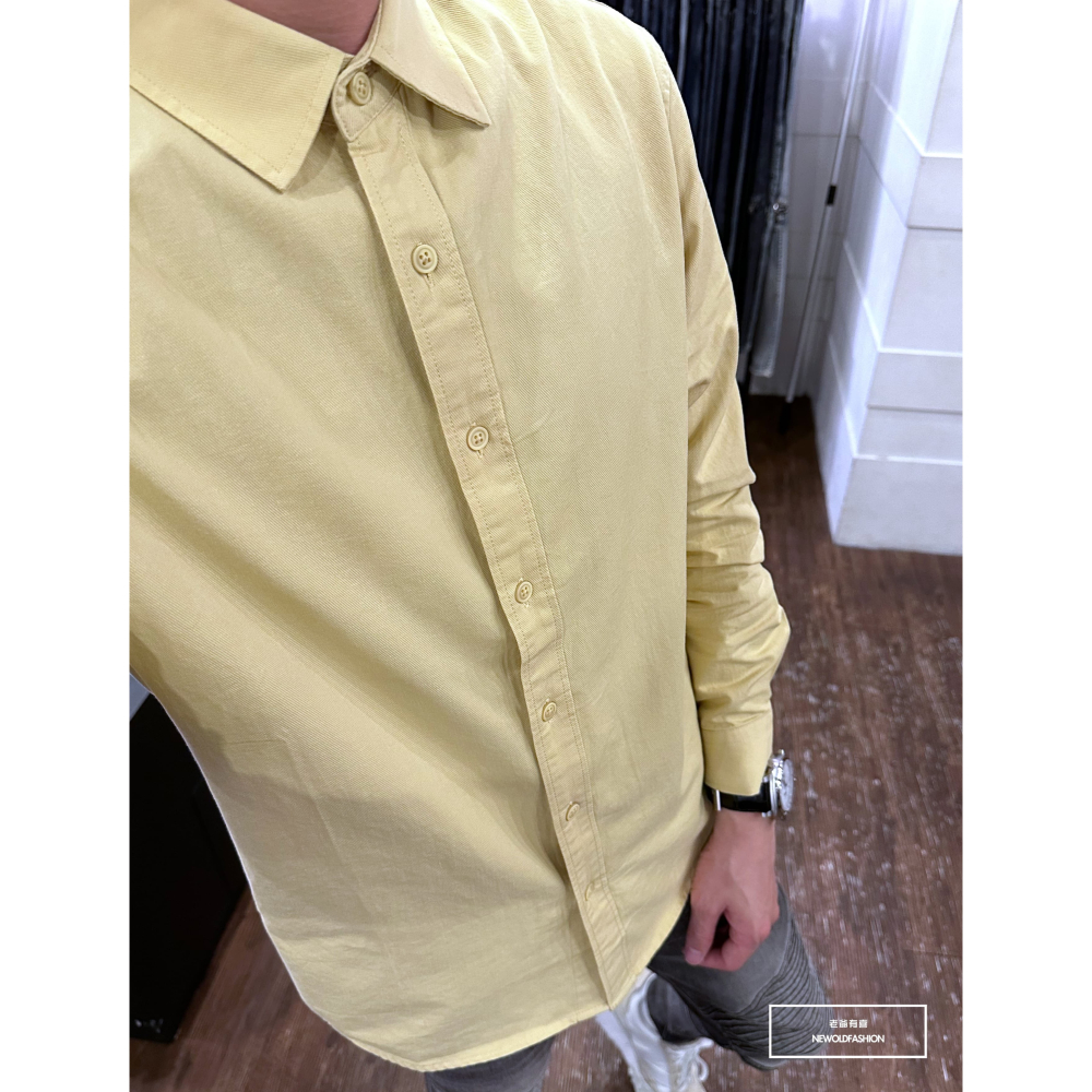 『新品上市』重磅純色素面襯衫-黃(NOF23092088)-細節圖2