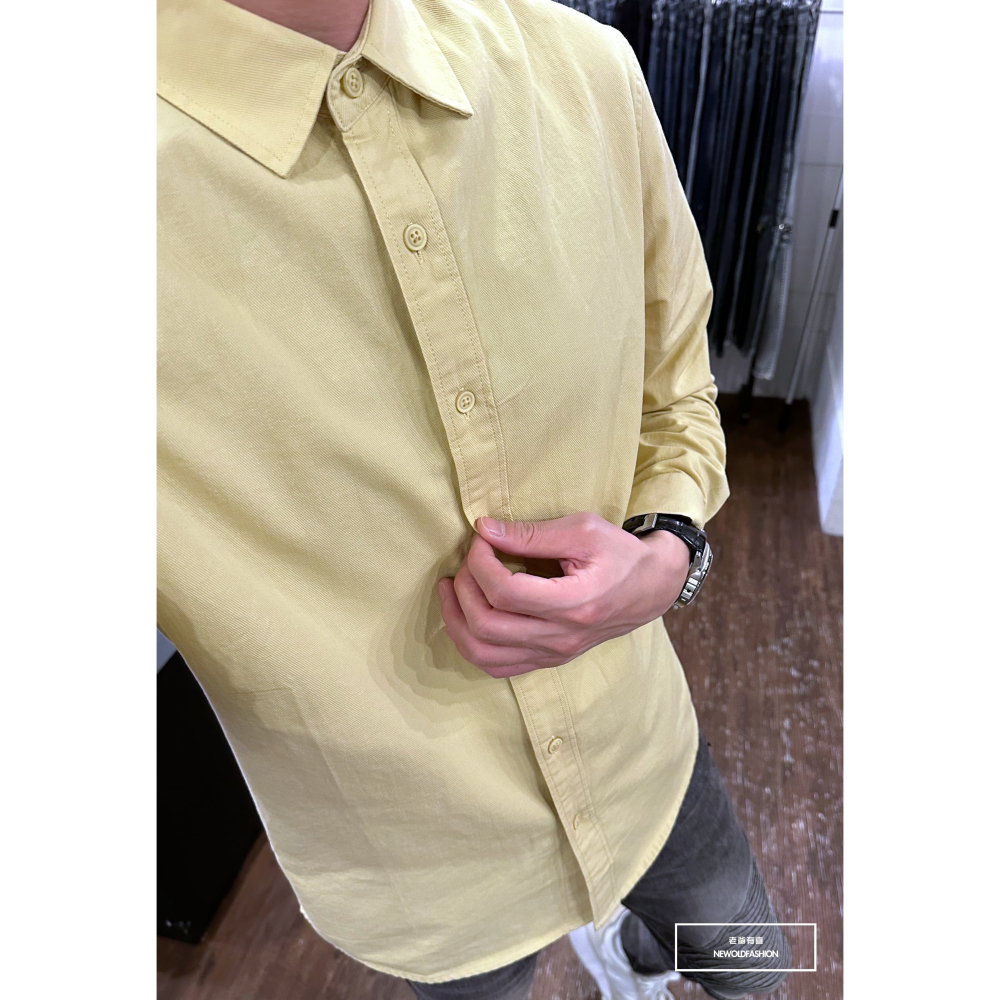 『新品上市』重磅純色素面襯衫-黃(NOF23092088)-細節圖6