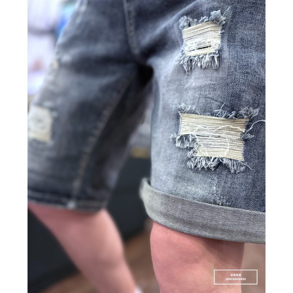 『新品上市』重磅貓抓三破壞牛仔短褲(NOF2403326)-細節圖7