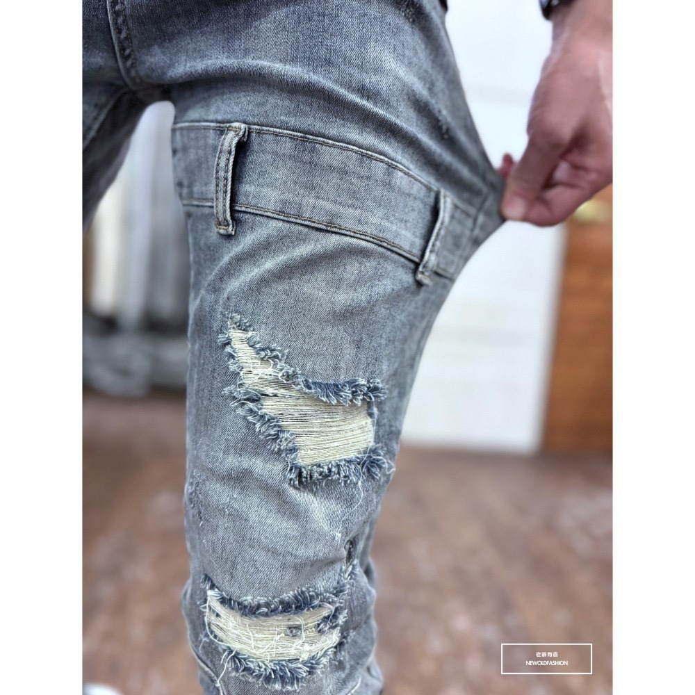 『新品上市』重磅雙勾大面積破壞補丁小直筒(NOF2405882)-細節圖4