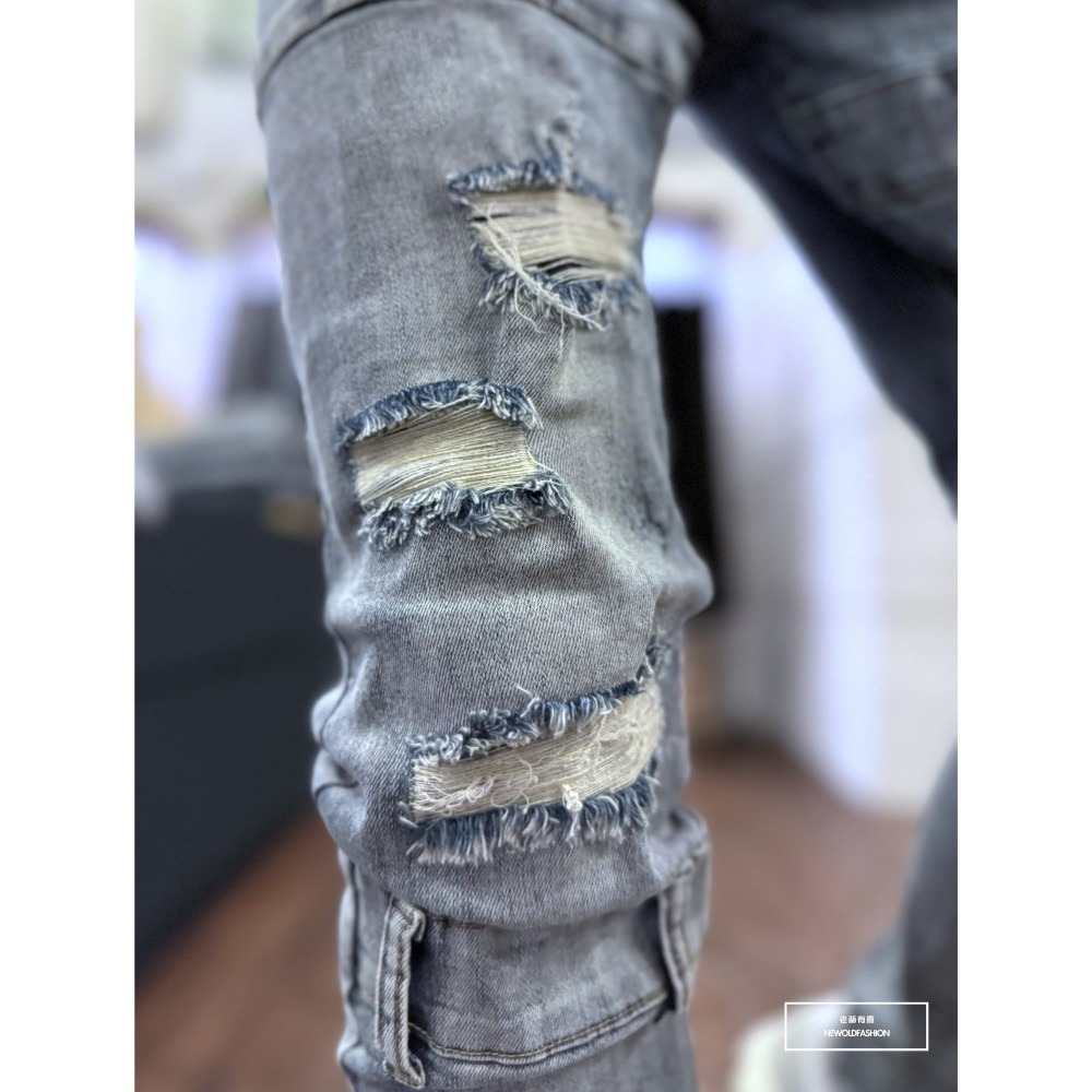 『新品上市』重磅雙勾大面積破壞補丁小直筒(NOF2405882)-細節圖5