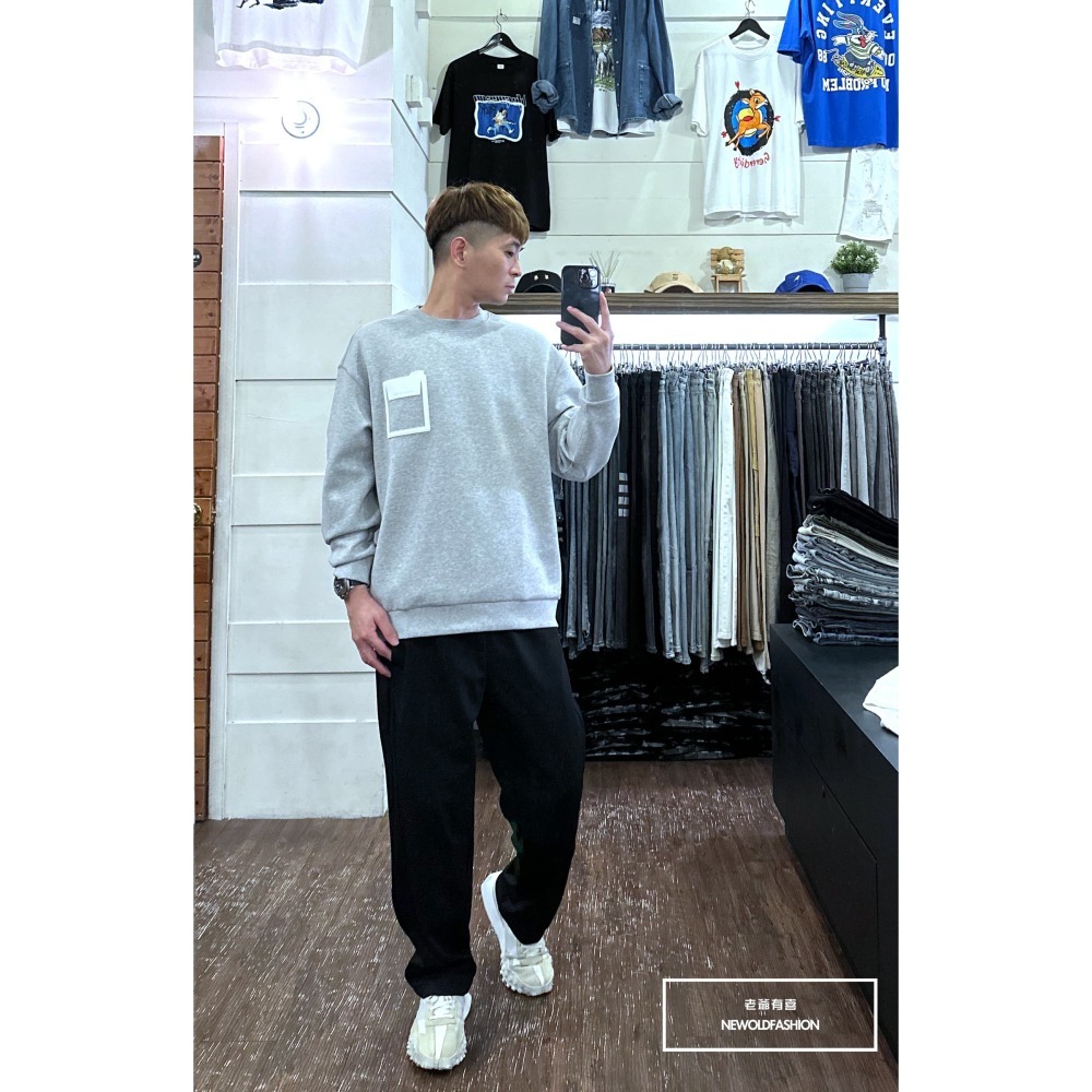 『新品上市』重磅BBS造型口袋針織大學T-淺灰(NOF2310C65009)-細節圖6