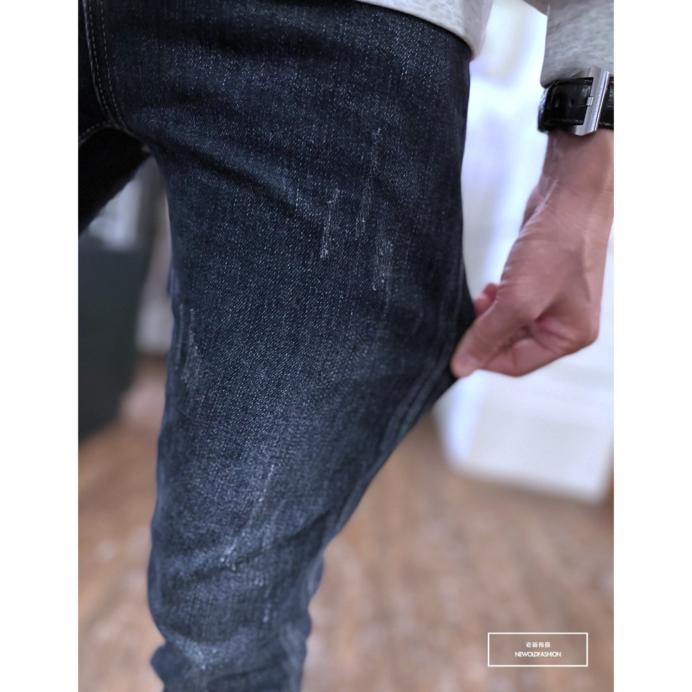 『新品上市』重磅藏藍白刷痕小直筒(NOF23105093)-細節圖6