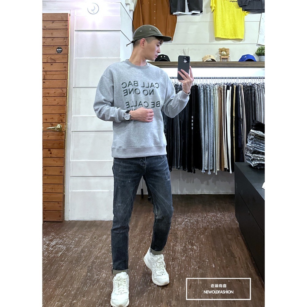 『新品上市』重磅AGAIN標語大學T-淺灰(NOF2309393)-細節圖4