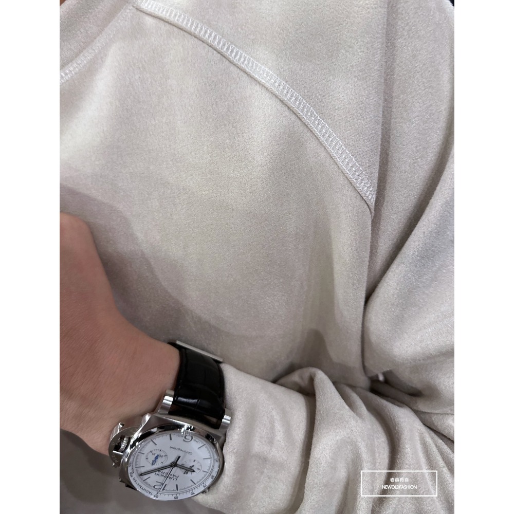 『新品上市』重磅純色三角領絨布大學T-米(NOF2309392)-細節圖2