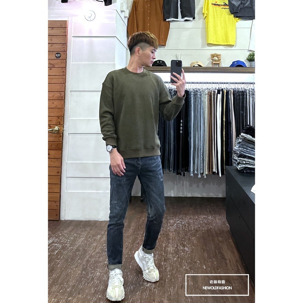 『新品上市』重磅立體粗針織大學T-綠(NOF2310C65001)-細節圖2