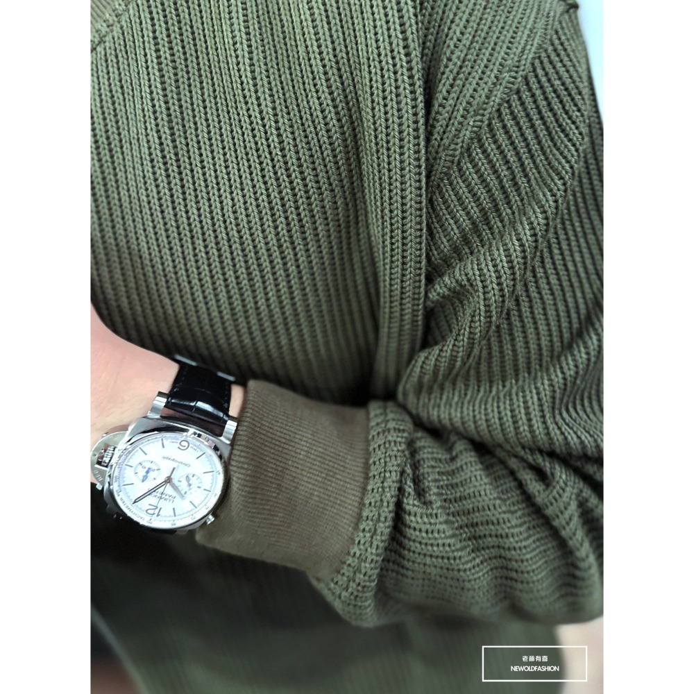 『新品上市』重磅立體粗針織大學T-綠(NOF2310C65001)-細節圖4