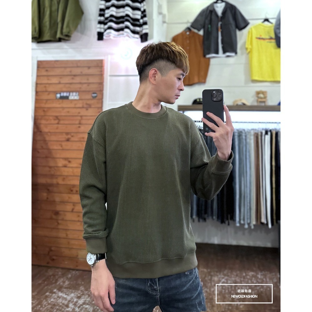 『新品上市』重磅立體粗針織大學T-綠(NOF2310C65001)-細節圖7