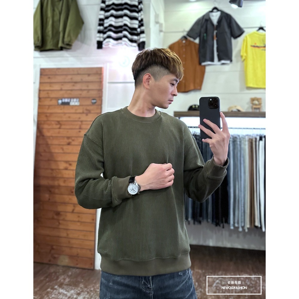 『新品上市』重磅立體粗針織大學T-綠(NOF2310C65001)-細節圖3