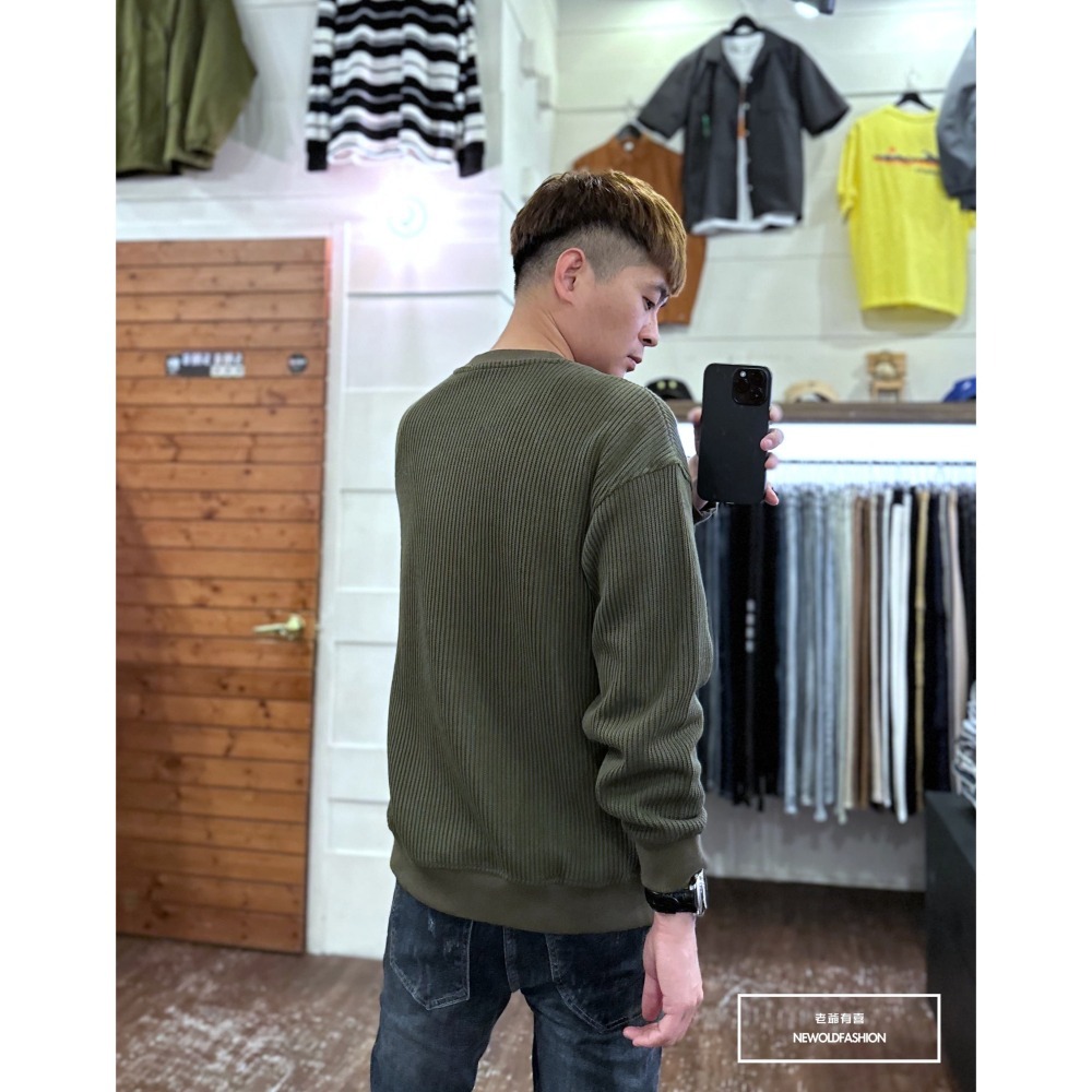 『新品上市』重磅立體粗針織大學T-綠(NOF2310C65001)-細節圖5