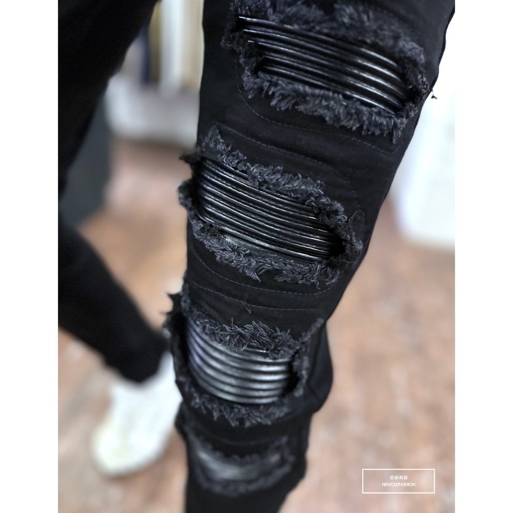 『新品上市』重磅六洞皮革補丁小直筒(NOF23105120)-細節圖4