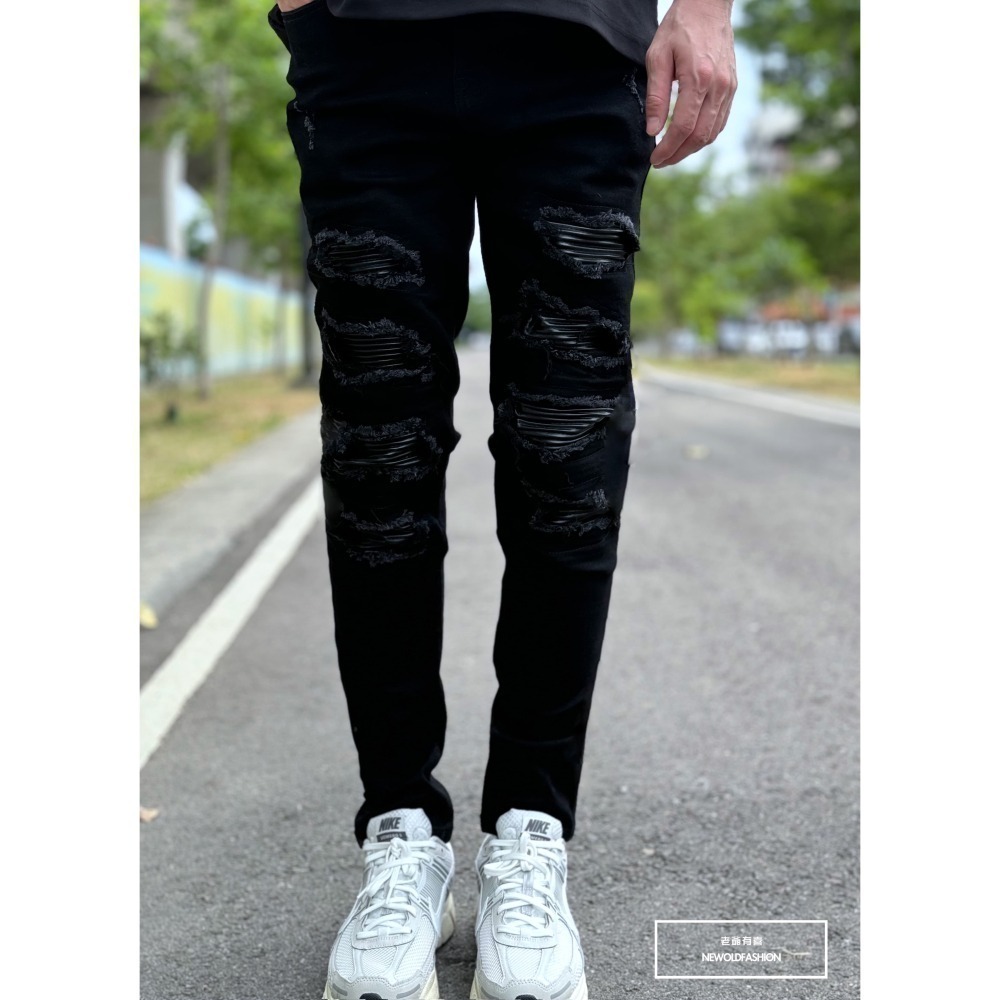 『新品上市』重磅六洞皮革補丁小直筒(NOF23105120)-細節圖6