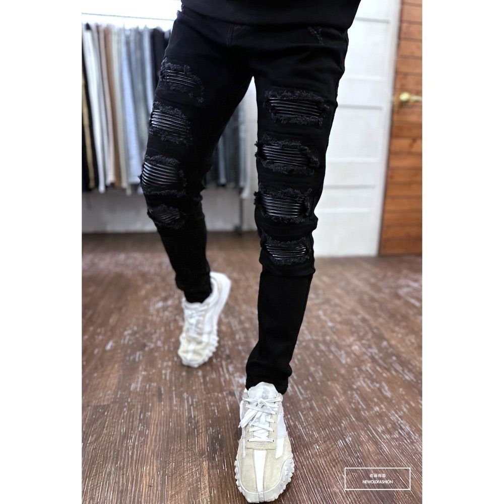 『新品上市』重磅六洞皮革補丁小直筒(NOF23105120)-細節圖7