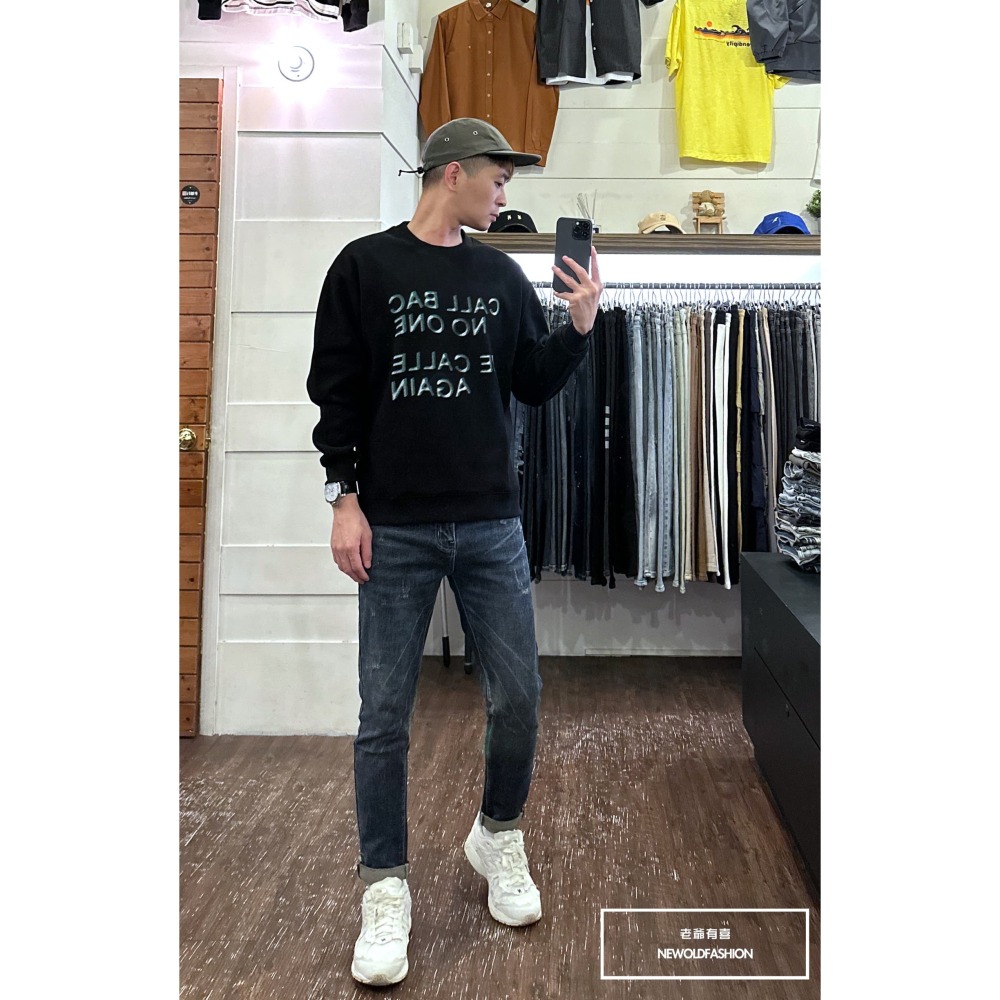 『新品上市』重磅AGAIN標語大學T-黑(NOF2309393)-細節圖5
