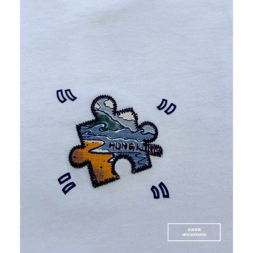 『新品上市』重磅earth拼圖短T(NOF2404N8051)-白-細節圖2