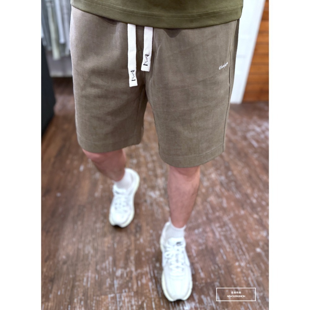 『新品上市』重磅Choii刺繡水洗棉質短褲(NOF2404N6015)-卡其-細節圖3