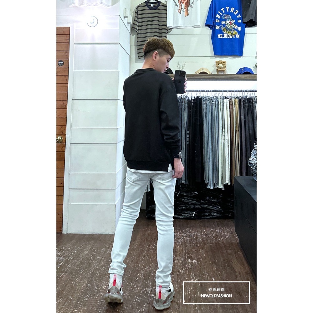 『新品上市』重磅SNESO拼接大學T-黑(NOF2309B5530)-細節圖2